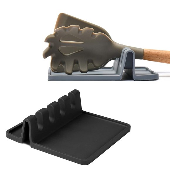 Silicone Heat Resistant Multiple Utensil Rest With Drip Pad (Gray) - Picture 2 of 4